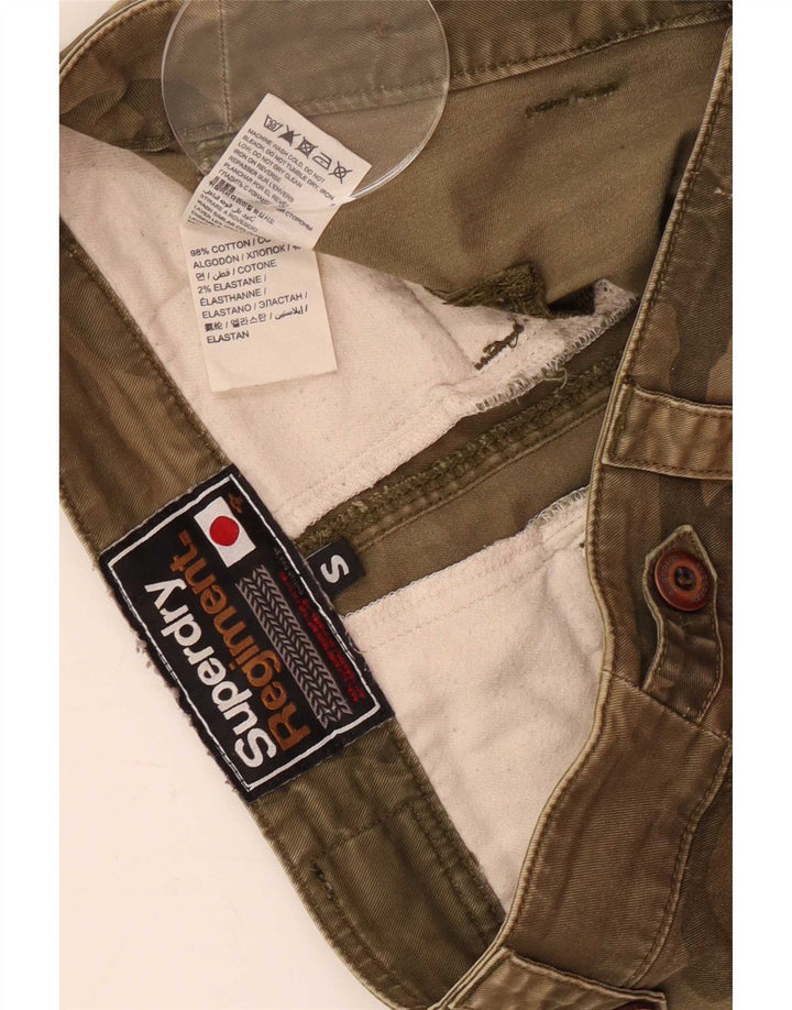 Damskie spodenki cargo Superdry, małe W30, zielona bawełna w kamuflażu