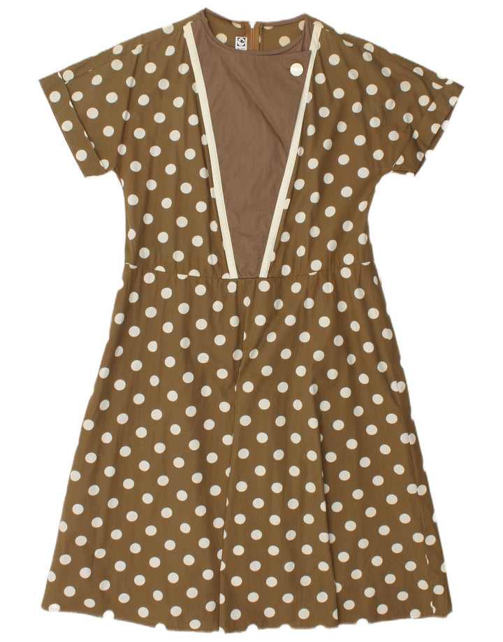FINK MODELL Womens A-Line Dress EU 38 Medium Brown Polka Dot
