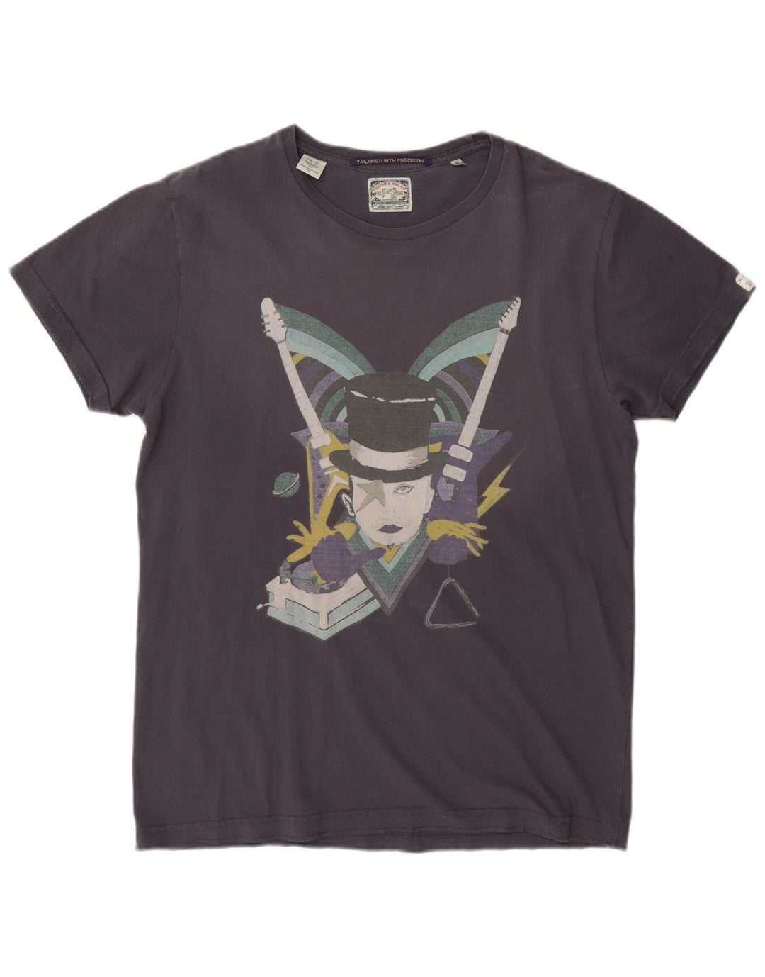 Męska koszulka z grafiką Scotch & Soda Top, średnia, granatowa bawełna