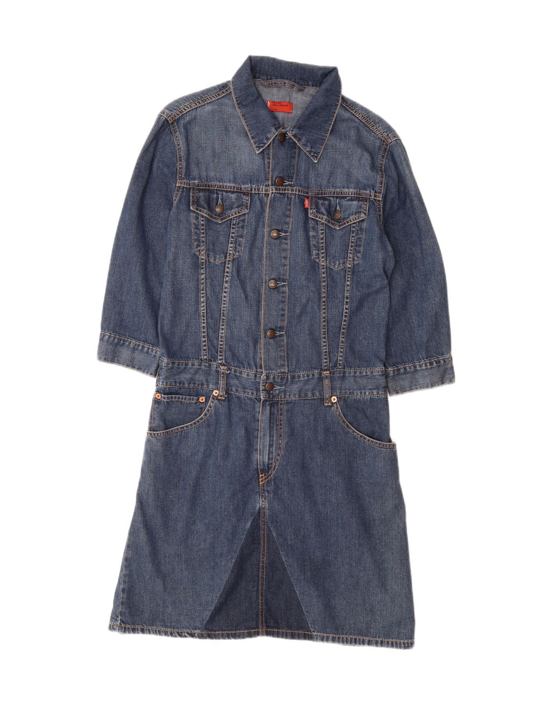Dziewczęca sukienka jeansowa LEVI'S z rękawem 3/4, 11-12 lat, średni niebieski