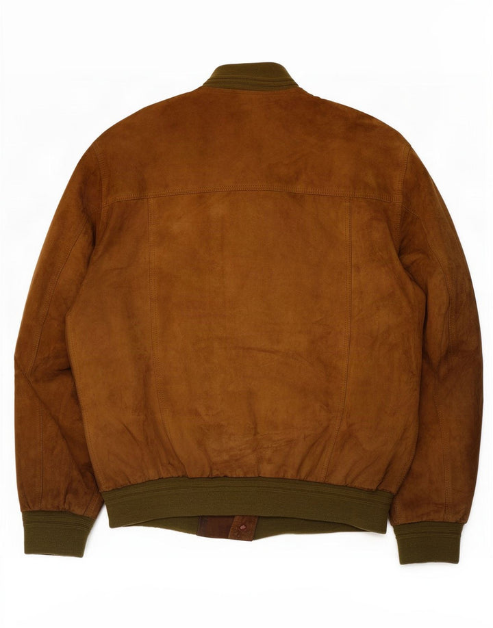 Vintage męska zamszowa kurtka bomber IT 58 4XL brązowa skóra