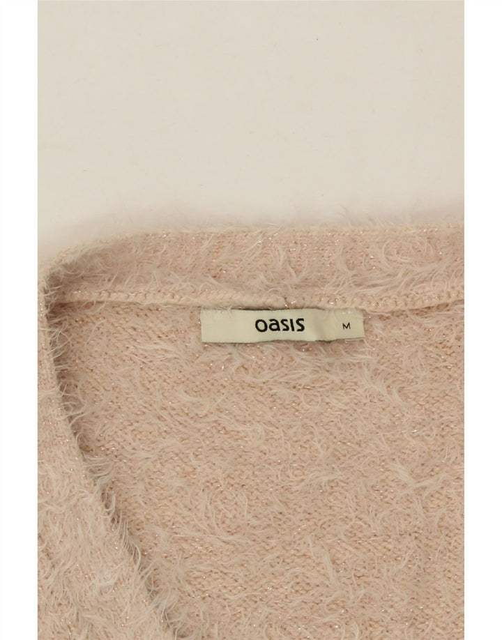 OASIS Womens V-Neck Jumper Sweater UK 14 Medium Beige Polyamide Vintage Oasis and Second-Hand Oasis from Messina Hembry 