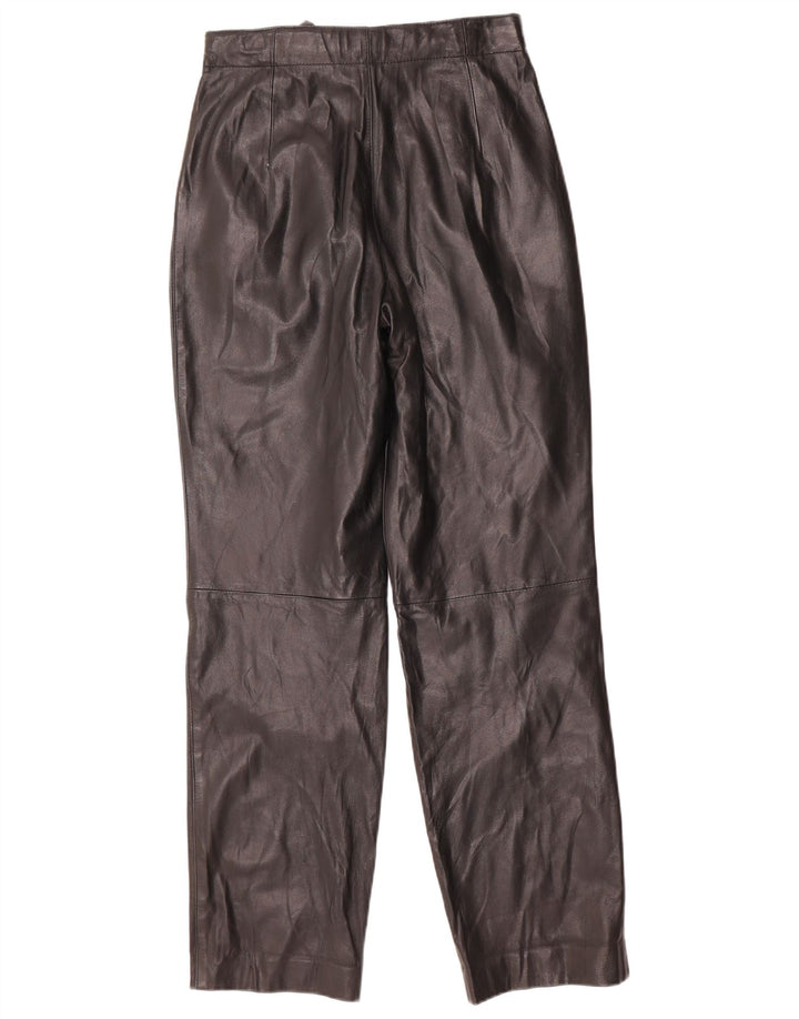 Vintage damskie skórzane spodnie z wysokim stanem W26 L31 czarne