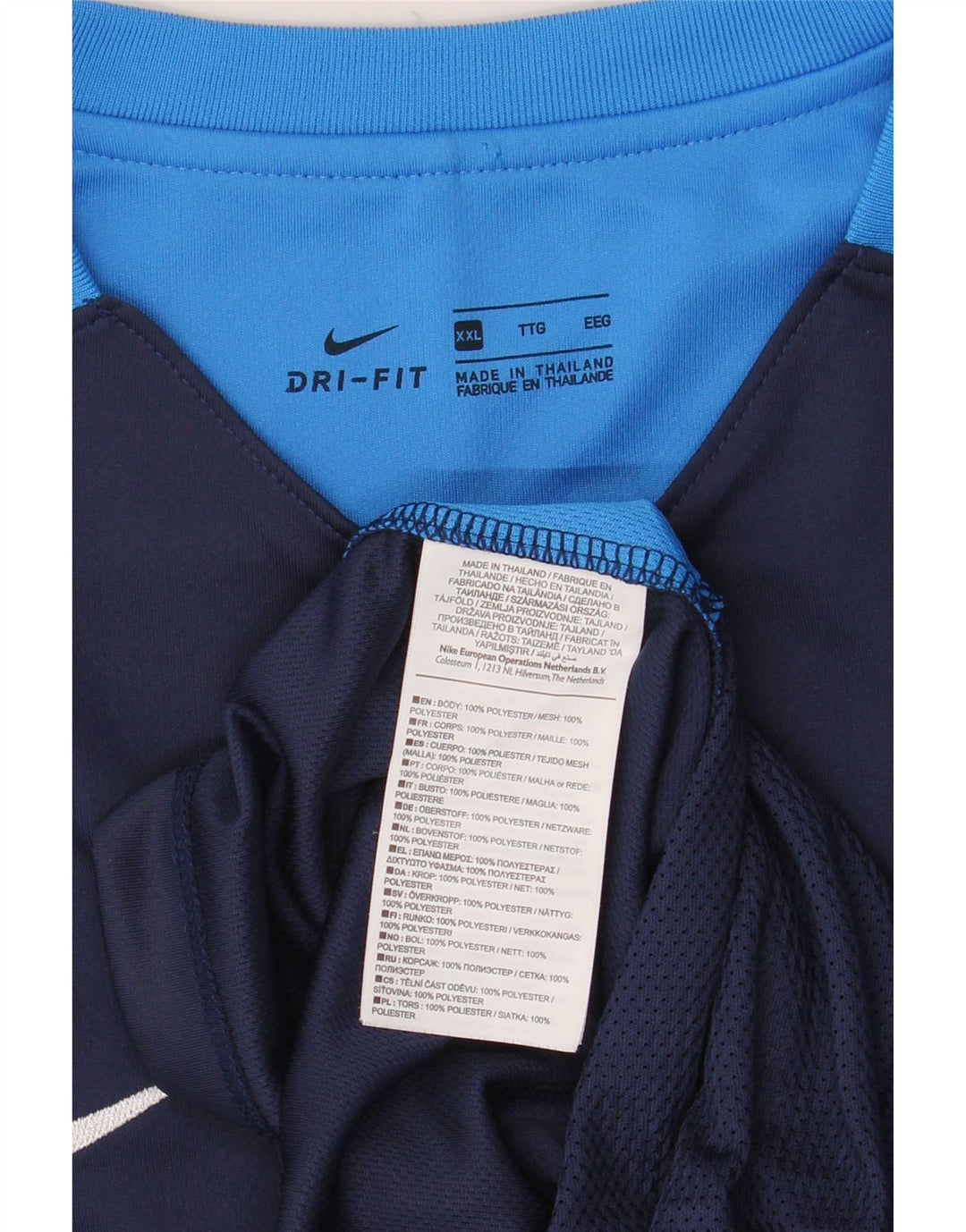 T-shirt męski Nike Dri Fit, 2XL, granatowy, poliester z blokami kolorów