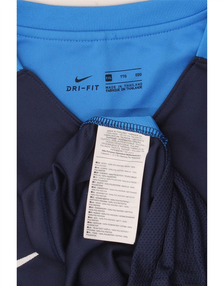 T-shirt męski Nike Dri Fit, 2XL, granatowy, poliester z blokami kolorów