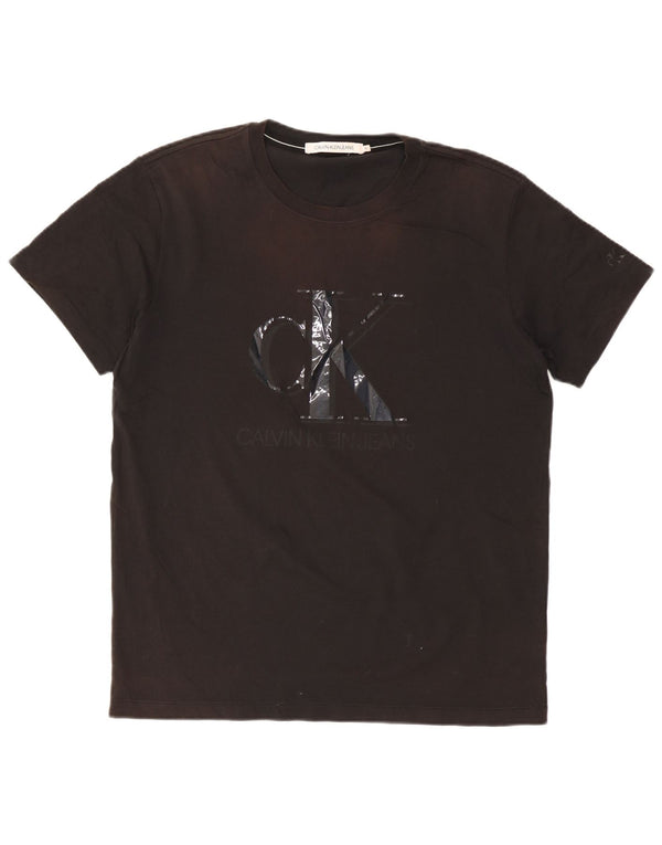 Męski T-shirt z grafiką CALVIN KLEIN JEANS, XL, czarny, bawełniany