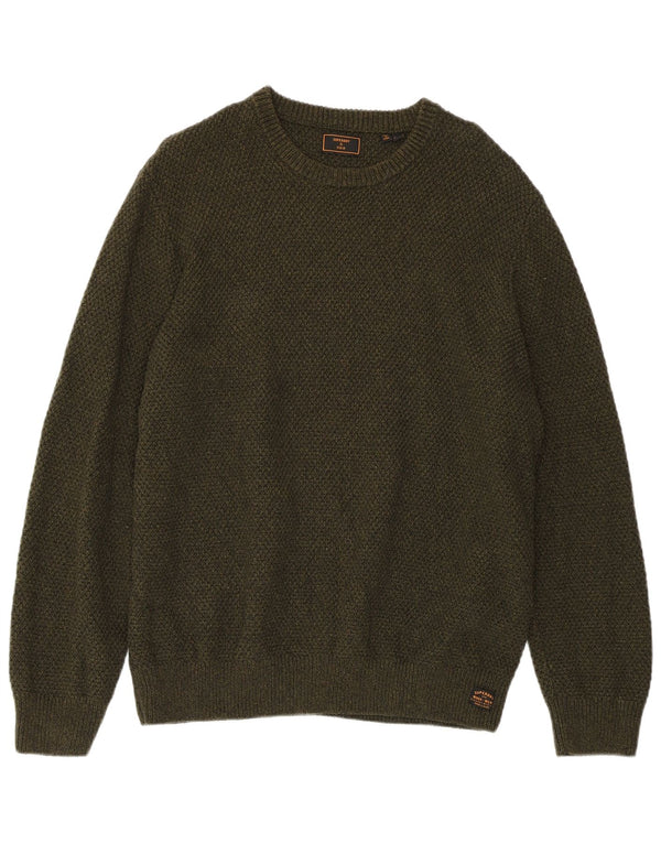 SUPERDRY Męski sweter z okrągłym dekoltem, bawełna khaki, 2XL