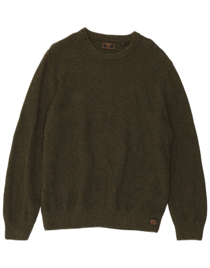 SUPERDRY Męski sweter z okrągłym dekoltem, bawełna khaki, 2XL