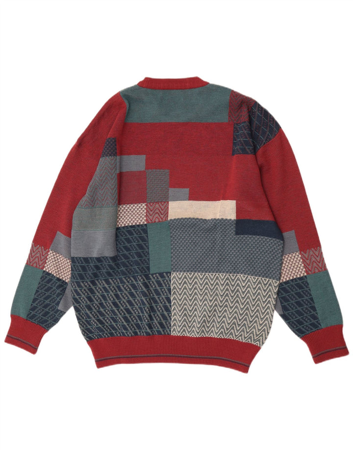 Męski sweter z okrągłym dekoltem Pierre Sangan XL, wielobarwny, z blokami kolorów