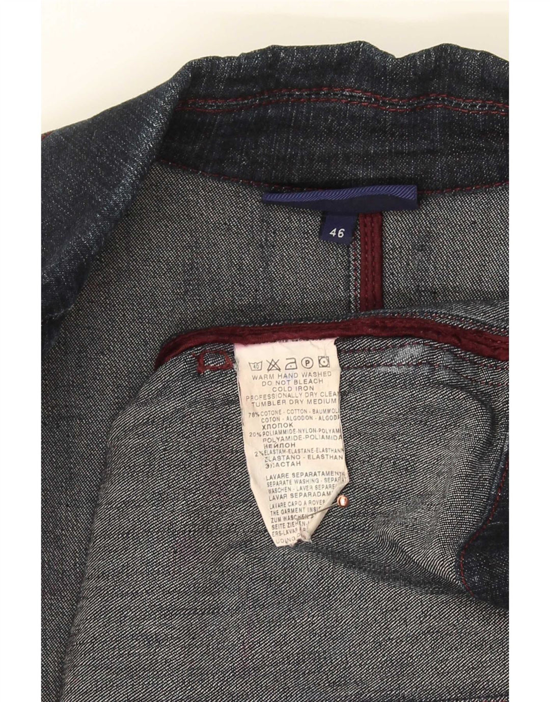 Damska marynarka dżinsowa Trussardi Jeans zapinana na 3 guziki IT 46, duża, granatowa