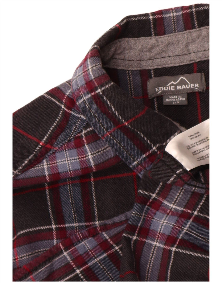 Męska koszula flanelowa Eddie Bauer, duża, szara, bawełniana w kratę