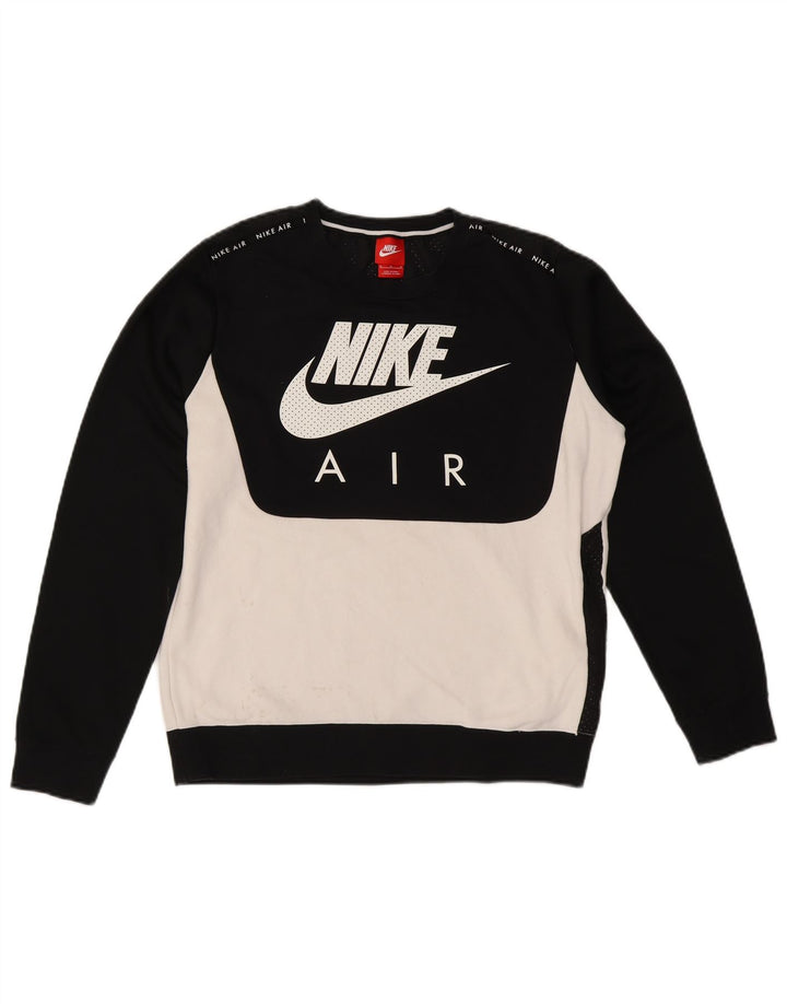 Męska bluza dresowa Nike z grafiką, bawełniana, średnia czarna, z blokami kolorów
