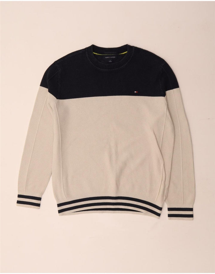 Męski sweter z okrągłym dekoltem Tommy Hilfiger w kolorze złamanej bieli