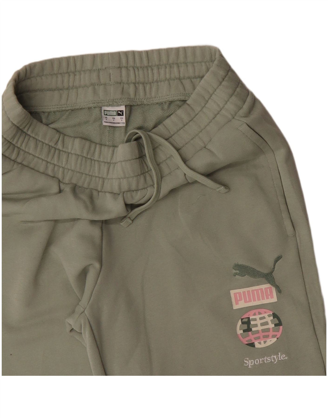 Damskie spodnie dresowe PUMA z grafiką Joggers UK 8 Small Khaki Cotton