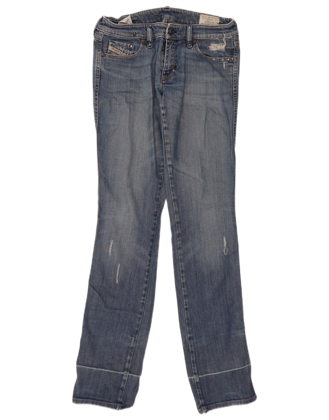 Diesel Damskie Lhela Distressed Straight Jeans W30 L34 Niebieskie bawełniane
