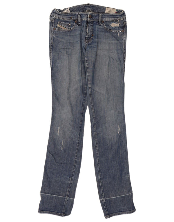 Diesel Damskie Lhela Distressed Straight Jeans W30 L34 Niebieskie bawełniane