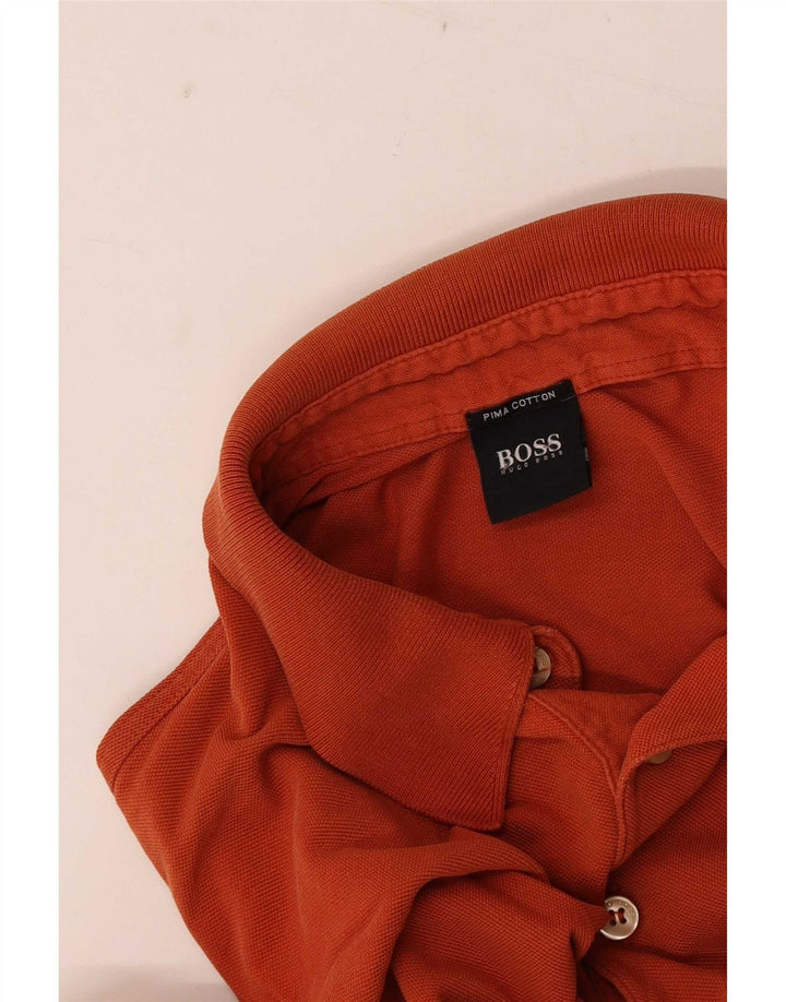 Męska koszulka polo z długim rękawem Hugo Boss, mała pomarańczowa
