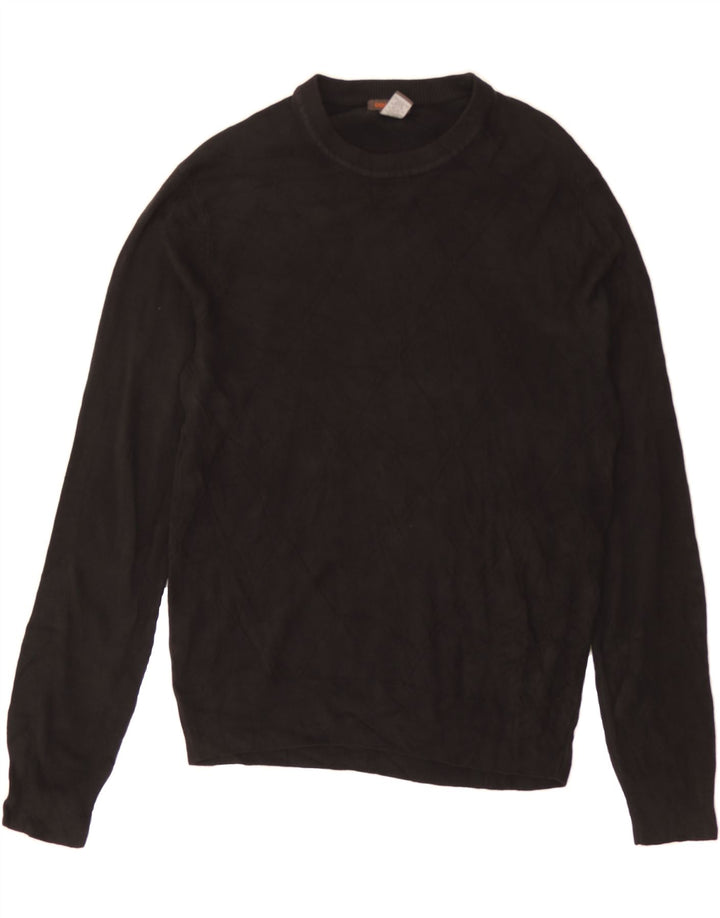 DOCKERS Mens Crew Neck Jumper Sweater Large Black Argyle/Diamond Acrylic Vintage Dockers and Second-Hand Dockers from Messina Hembry 