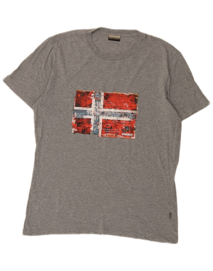 Męski t-shirt z grafiką Napapijri, średni szary