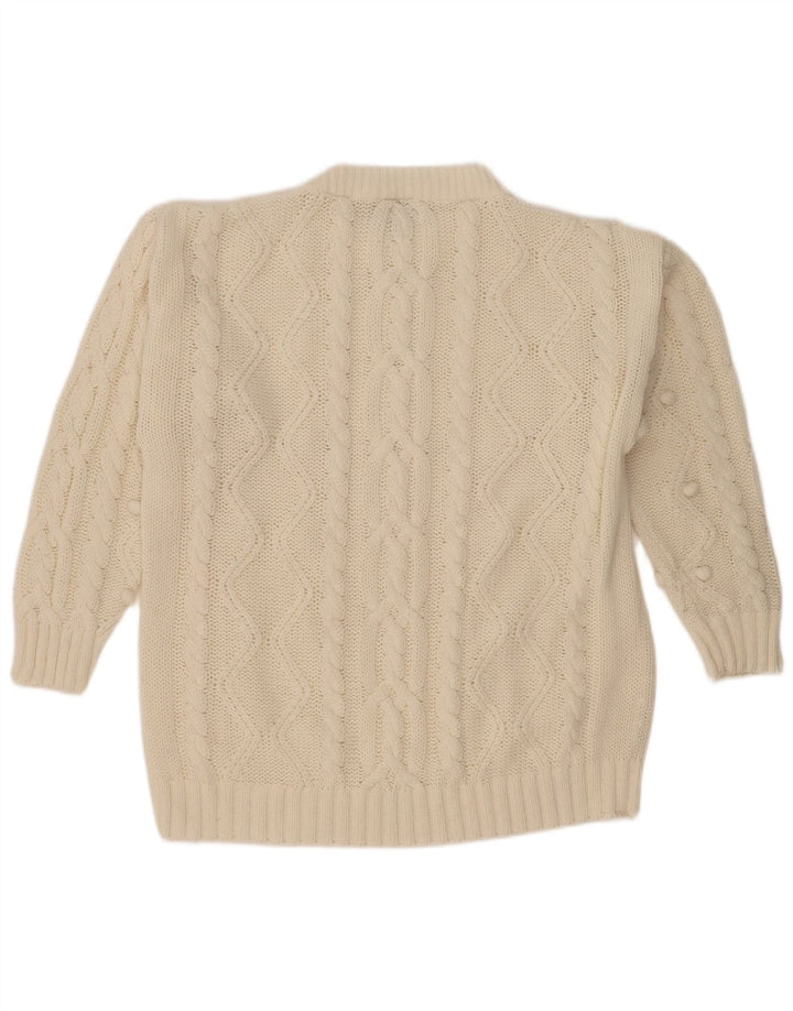 Nowy szybki damski sweter oversize z okrągłym dekoltem EU 40/42 Średni biały