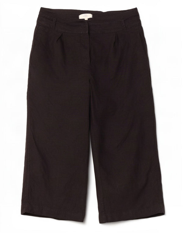 Damskie spodnie Capri Fat Face UK 14 Large W34 L23 Czarne lniane