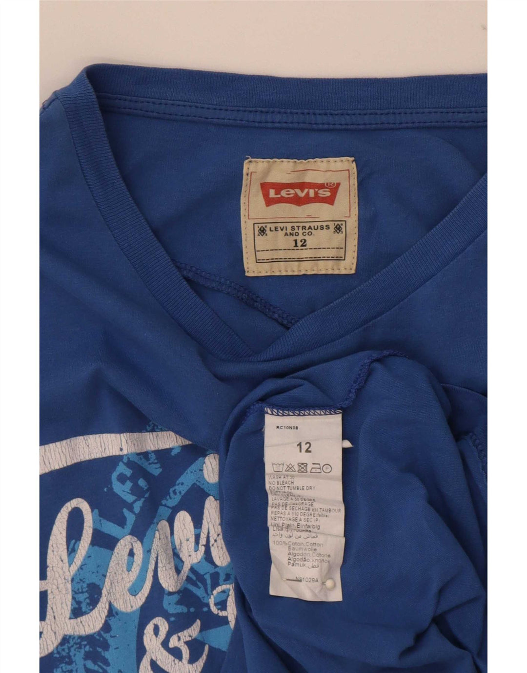 Chłopięcy T-shirt z grafiką Levi's Top 11-12 lat, niebieska bawełna