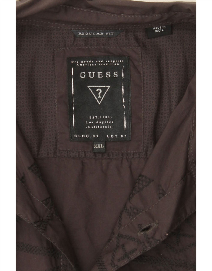 GUESS Mens Regular Fit Shirt 2XL Grey Argyle/Diamond Cotton Modern Vintage Guess and Second-Hand Guess from Messina Hembry 