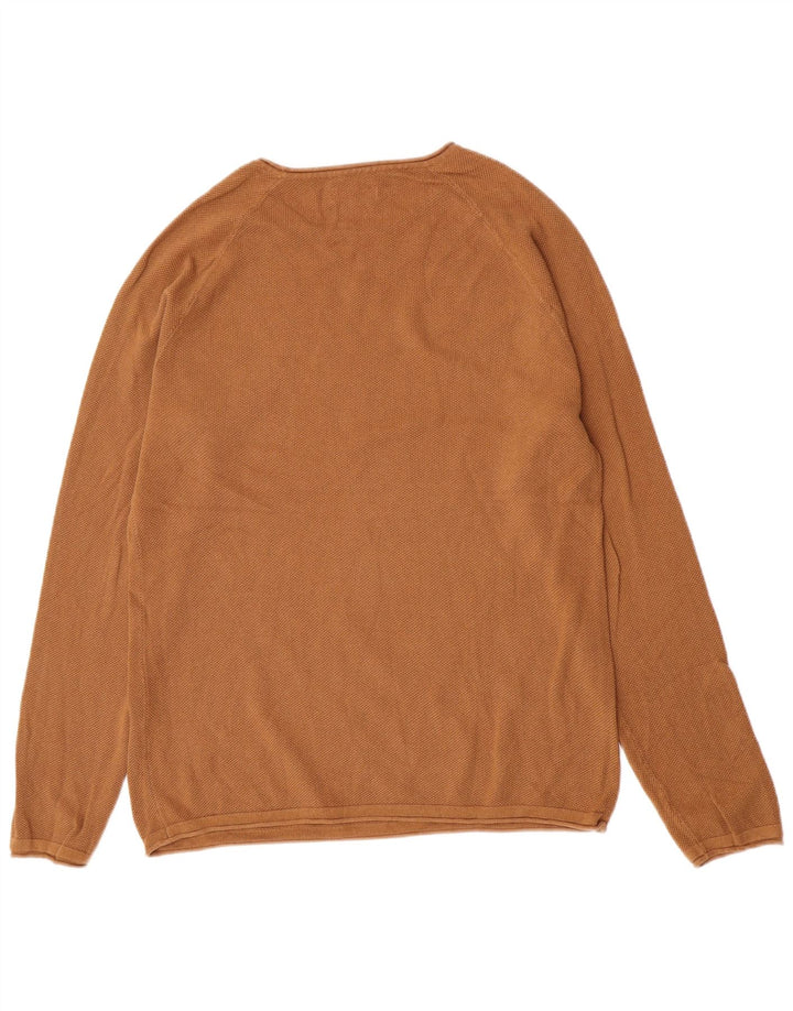 Męski sweter Jack & Jones z okrągłym dekoltem, duży, brązowy, bawełniany
