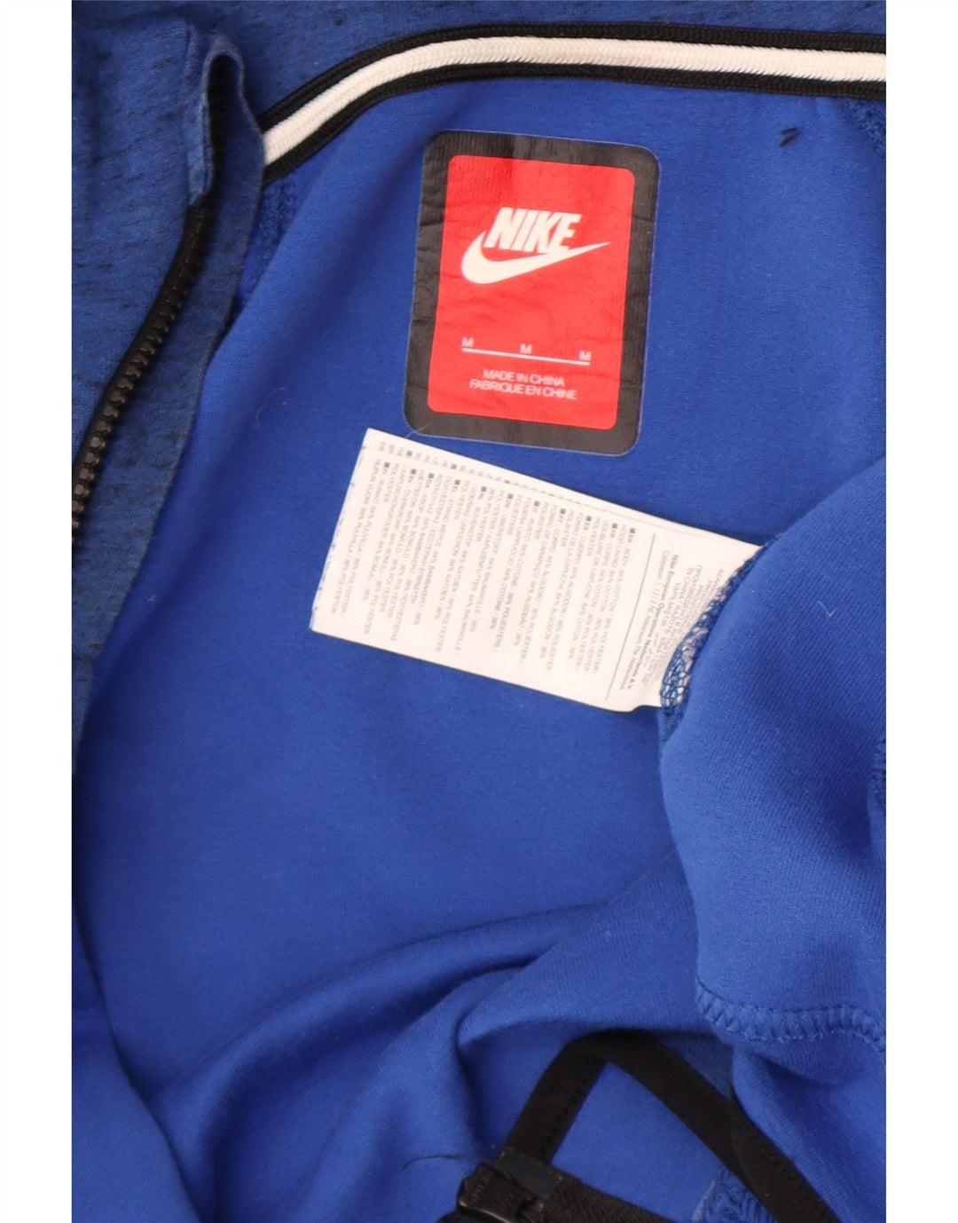 Męski sweter z kapturem i zamkiem błyskawicznym Nike, bawełniany, w kolorze średniego niebieskiego