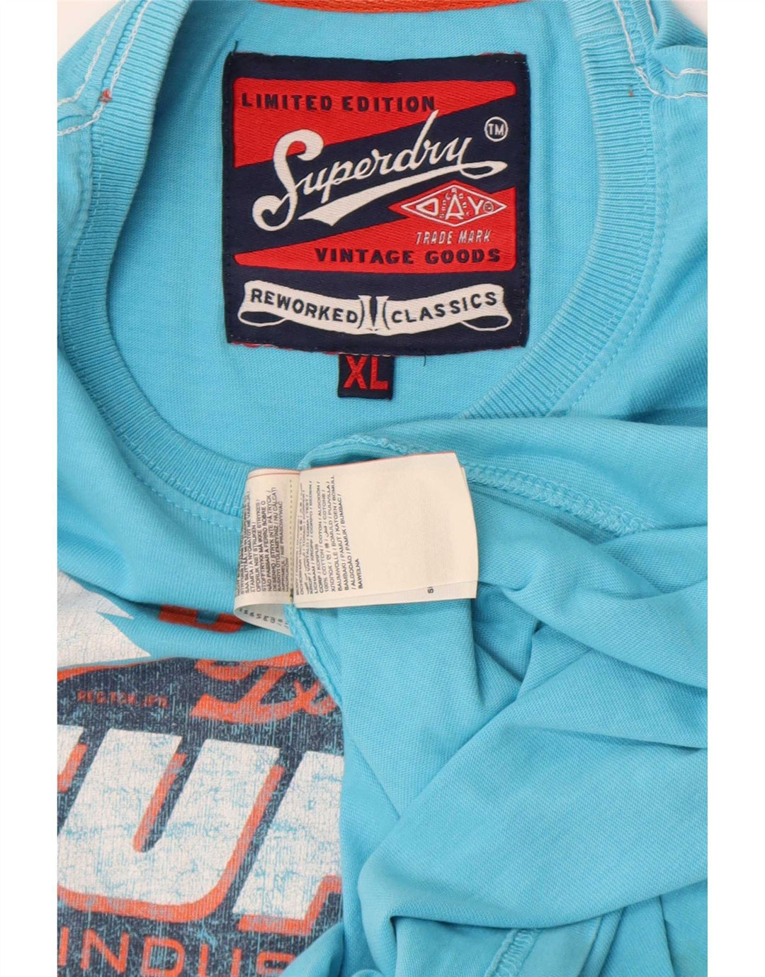 Męska koszulka Superdry Regular Graphic Top XL, niebieska, bawełniana