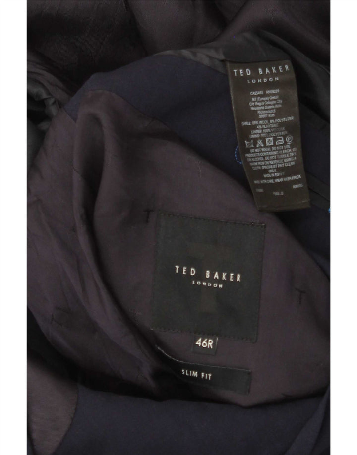 Ted Baker Męska marynarka slim fit zapinana na 2 guziki, UK 46 3XL, granatowa, wełniana