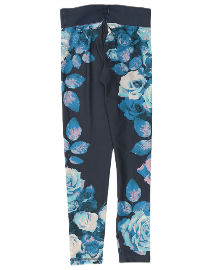 Damskie legginsy Adidas Climalite UK 8/10 Mały niebieski kwiatowy poliester
