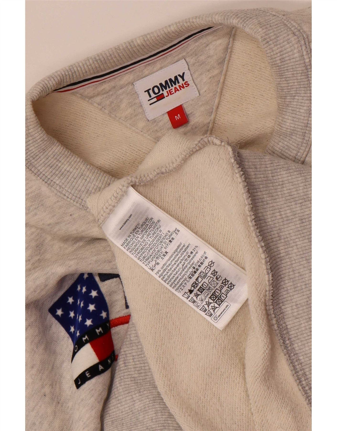 Męska bluza z grafiką Tommy Hilfiger, średnia, szara, nakrapiana bawełna