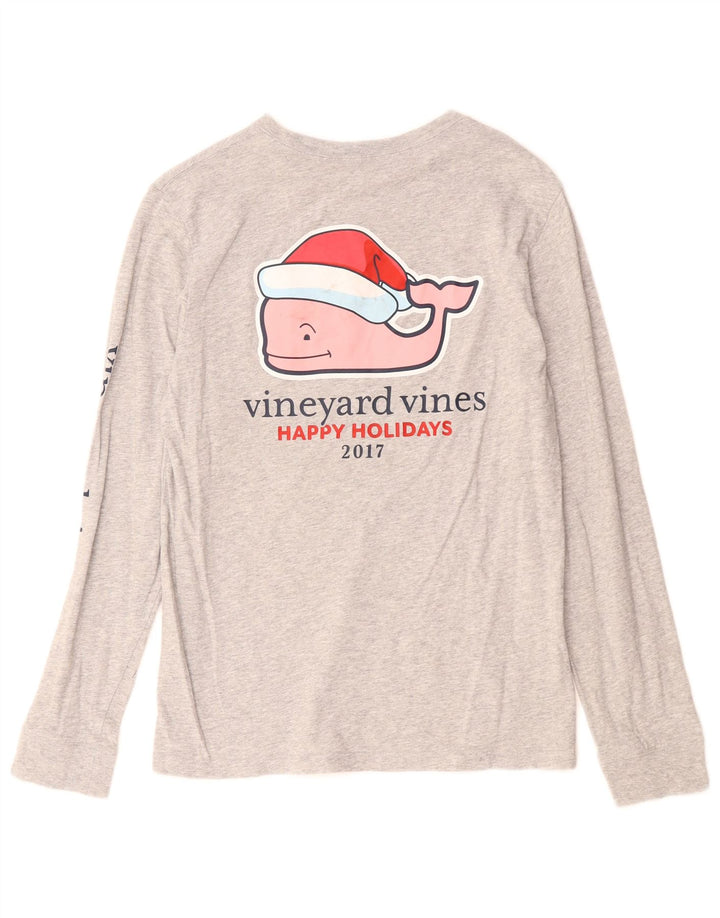 Damski top graficzny VINEYARD VINES z długim rękawem, UK 14, duży, szary, nakrapiany