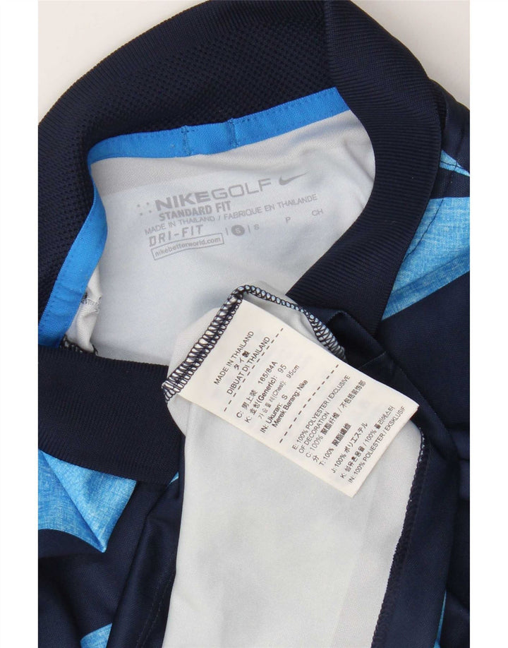 Męska koszulka polo Nike Dri Fit Standard, mała, niebieska, poliestrowa w paski