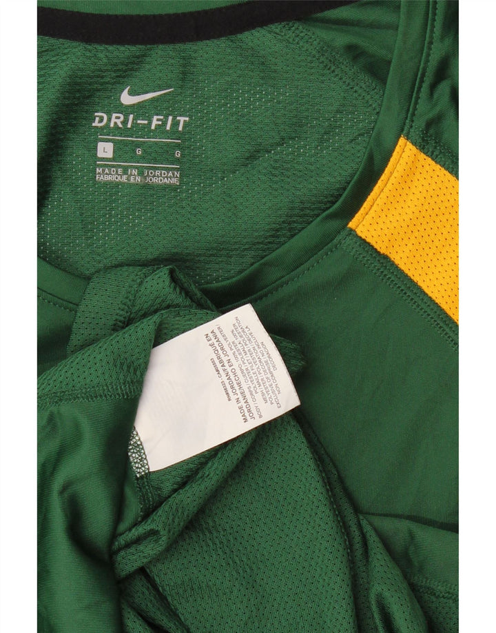 Damska koszulka Nike Dri Fit z długim rękawem, UK 14, duży zielony poliester z blokami kolorów