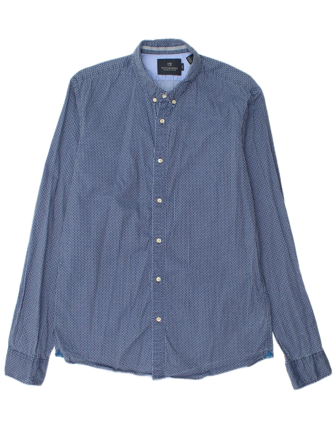 Wąska koszula męska Scotch & Soda, duża niebieska, geometryczna bawełna
