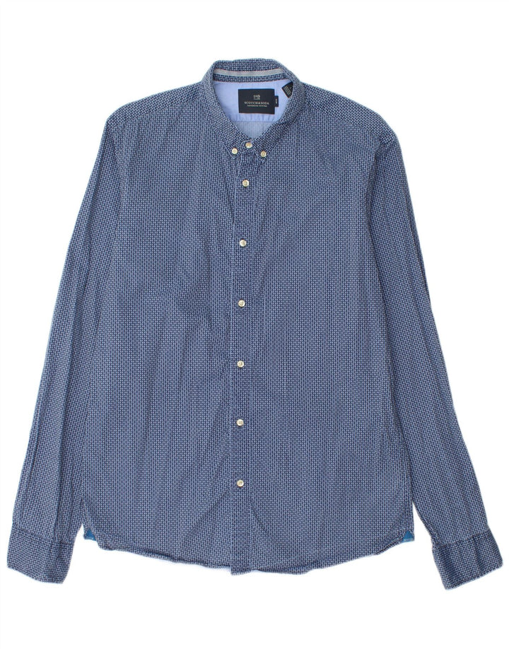 Wąska koszula męska Scotch & Soda, duża niebieska, geometryczna bawełna
