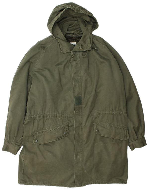 Vintage męska kurtka parka z kapturem UK 40 duża zielona