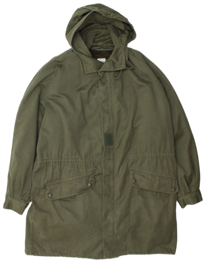 Vintage męska kurtka parka z kapturem UK 40 duża zielona