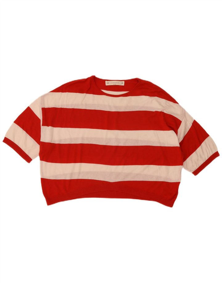 Damski sweter oversize z okrągłym dekoltem Zara UK 14, średni czerwony