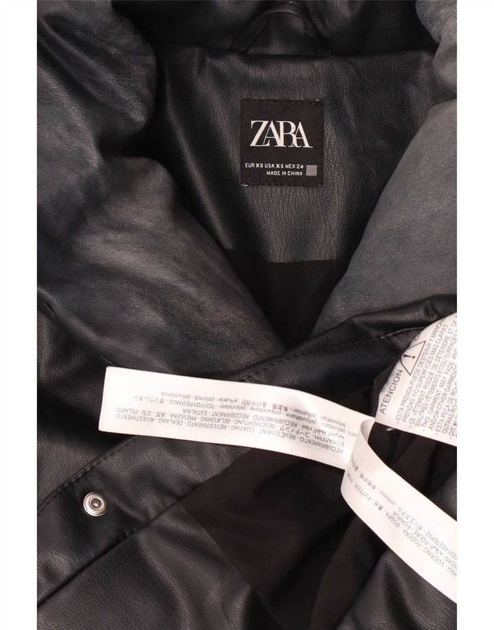Damska kurtka oversize ze sztucznej skóry Zara UK 6 XS, czarna, poliuretanowa