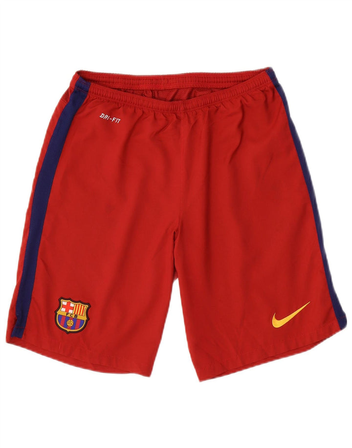 Męskie spodenki sportowe Nike FCB, małe, czerwone, z blokami kolorów, poliestrowe