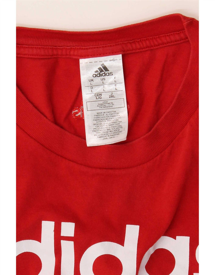 Męska koszulka z grafiką Adidas, duża, czerwona, bawełniana