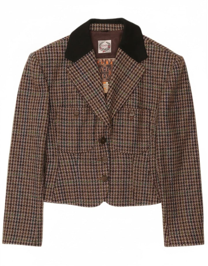 Vintage damska marynarka typu Crop IT 42, średnia, wielobarwna pepitka