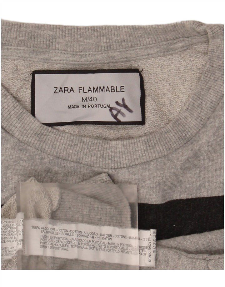 Damska bluza z grafiką Zara, UK 14, średnia szara bawełna