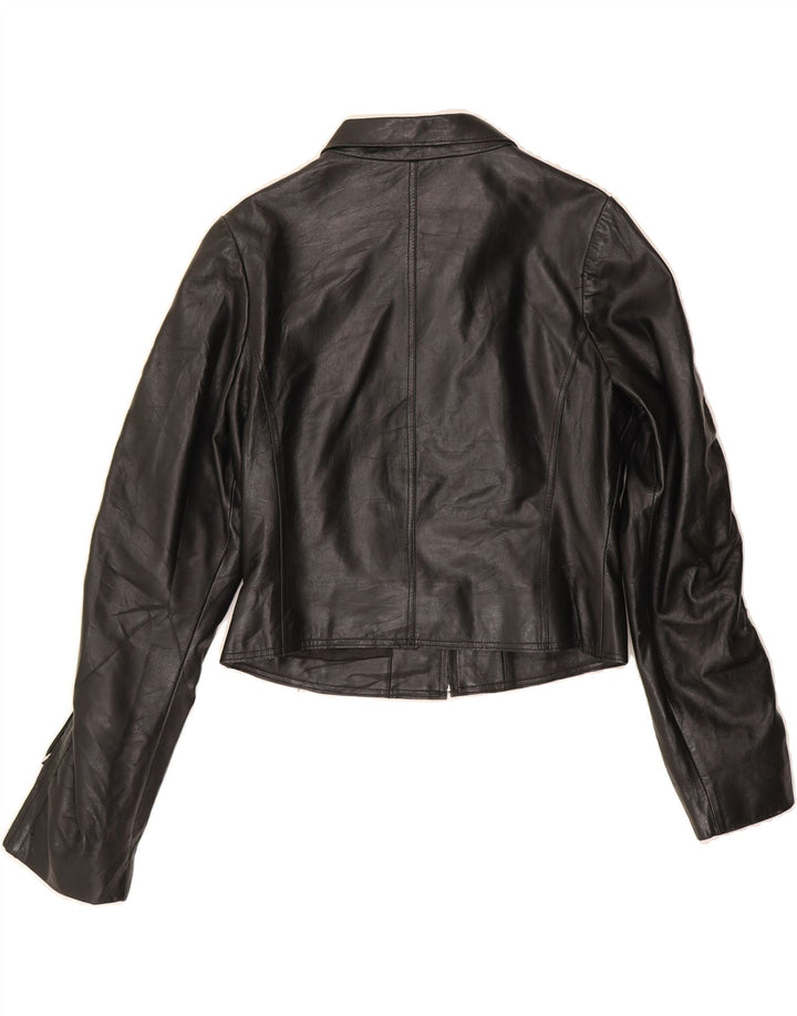 ROCK'N BLUE Womens Crop Leather Jacket IT 42 Medium Black Vintage Rock'N Blue and Second-Hand Rock'N Blue from Messina Hembry 