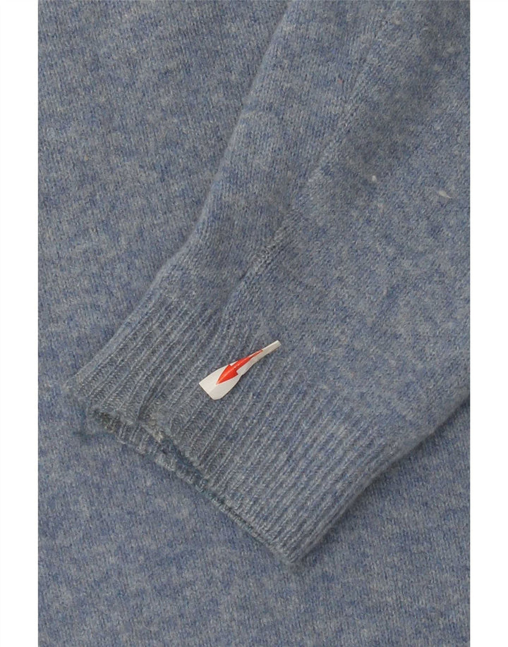 Męski sweter Asics z dekoltem w kształcie litery V, duży, niebieski, z owczej wełny
