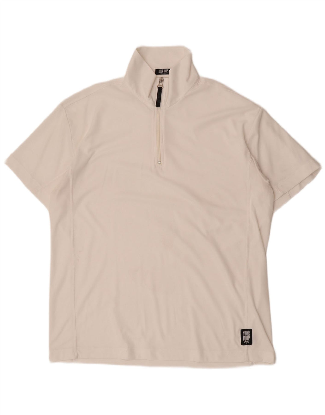 Męski T-shirt Killer Loop z zamkiem błyskawicznym, rozmiar XL, biały poliester