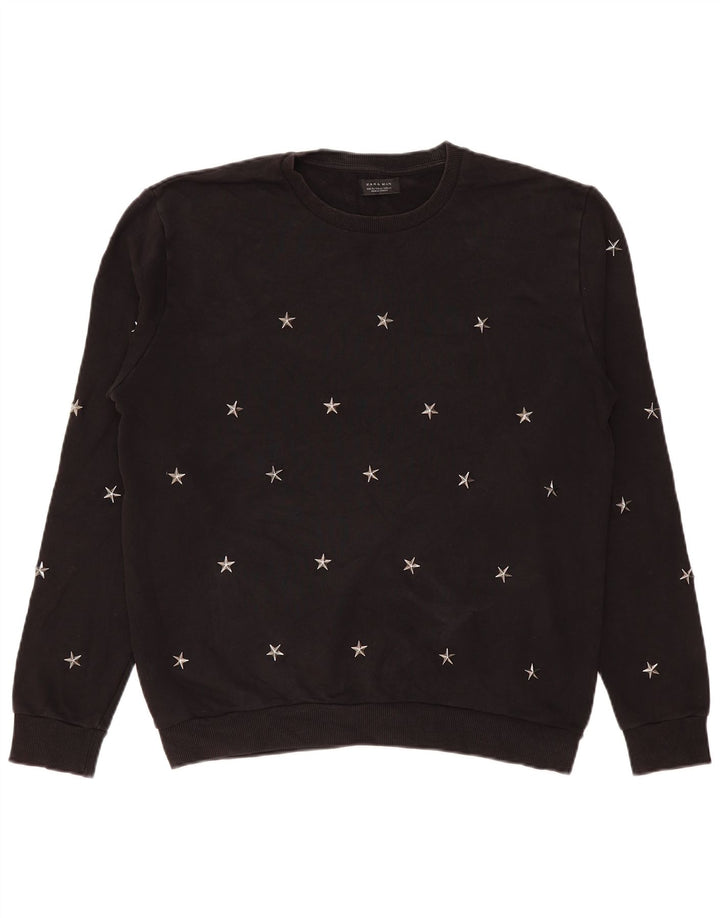 Męska bluza Zara XL, czarna, geometryczna, bawełniana